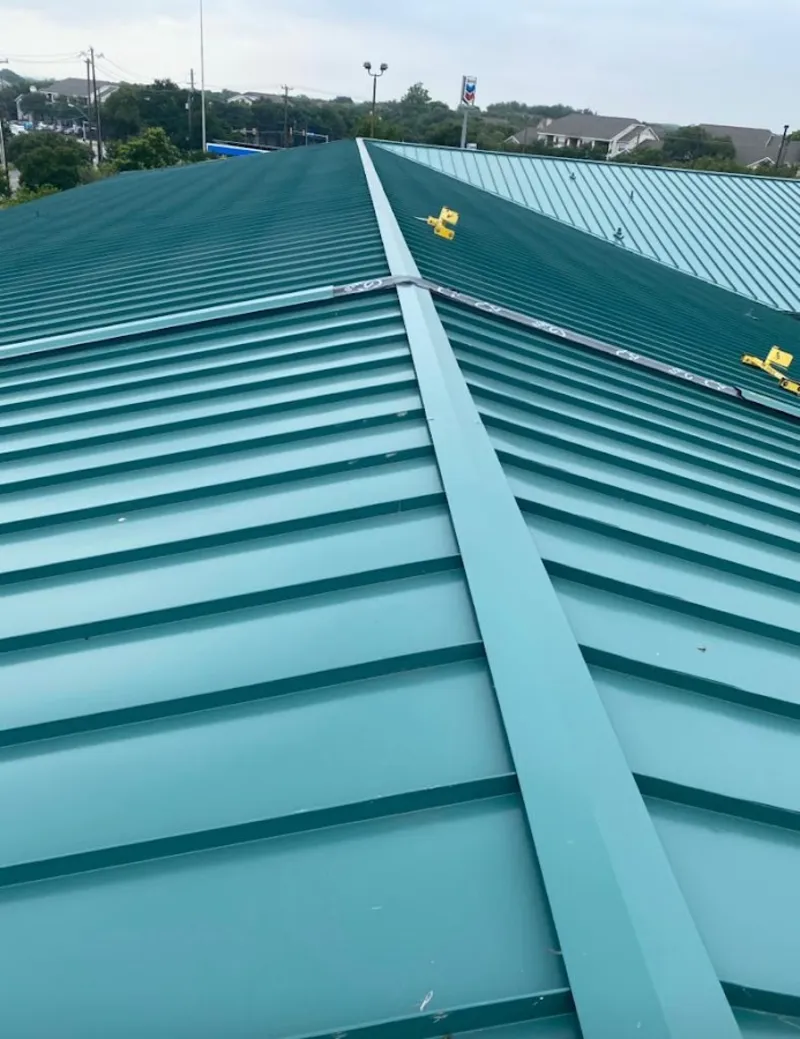 Green commercial metal roof ridge and valley for Metal Roof Repair in Lake in the Hills